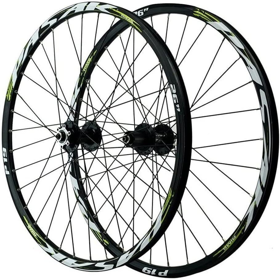 ZECHAO 26/27.5/29" Mountain Bike Wheelset,32H Bike Wheels Quick Release Disc Brake Bike Wheels for 8 9 10 11 12 Speed Cassette Wheelset (Color : Green, Size : 29INCH)