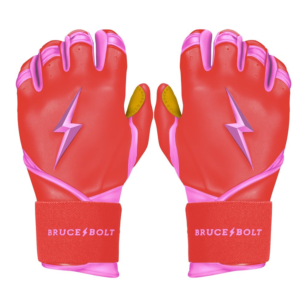 BRUCE BOLT Bader Series Long Cuff Pink Batting Glove - Pink XXLarge