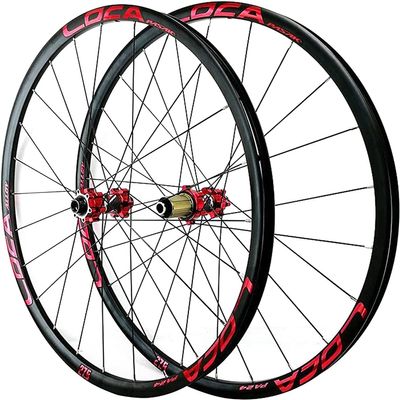 ZECHAO Mountain Bike Wheelset 26/27.5/29 Inch,Aluminum Alloy Rim 24H Disc Brake Thru Axle Front Rear Wheels fit 8 9 10 11 12 Speed Cassette Wheelset (Color : Red, Size : 26INCH)