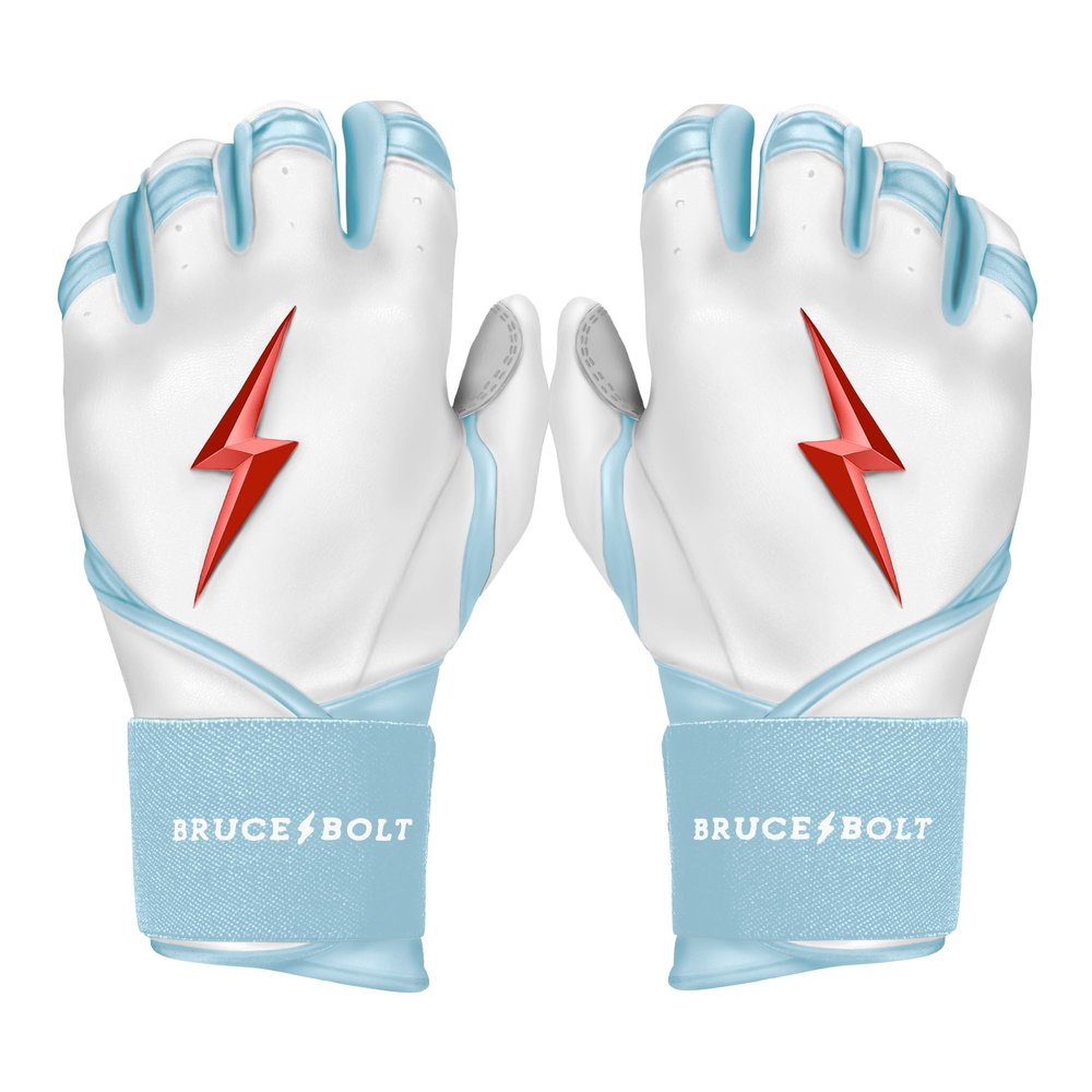 BRUCE BOLT HAPP Series Long Cuff White Batting Glove - White Small