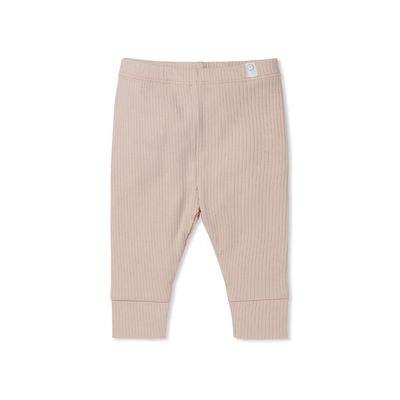 Mori Baby Unisex Premium Leggings in Ribbed Blush - Casual Stretchy Pants with Stylish Cuffs and Elastic Waist - Viscose from Bamboo and Cotton Blend - 12-18 Months