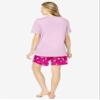 Dreams & Co. Plus Size Knit Pj Short Set - L, Pink Tea Cup view 2