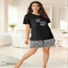 Dreams & Co. Plus Size Knit Pj Short Set - L, Pink Tea Cup view 3