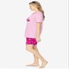 Dreams & Co. Plus Size Knit Pj Short Set - L, Pink Tea Cup view 4