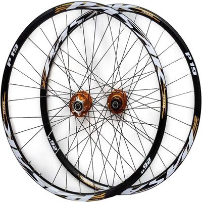 ZECHAO 26 27.5 29in Mountain Wheelset,Disc Brake Quick Release Mountain Bike Front Rear Wheel Sealed Bearing Conical Hub 7 8 9 10 11 Speed Wheelset (Color : Gold, Size : 29INCH)