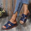 Slip On Shoes Women Casual Wide Women's Comfy Platform Wedge Hook&Loop Adjustable Strappy Flower Black Sandals -Rhinestone Rivets Ladies Indoors Or Outdoors Comfortable Brown Slides For Women view 3
