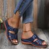 Slip On Shoes Women Casual Wide Women's Comfy Platform Wedge Hook&Loop Adjustable Strappy Flower Black Sandals -Rhinestone Rivets Ladies Indoors Or Outdoors Comfortable Brown Slides For Women view 4