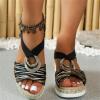 Ladmiple Wedge Sandals For Women Low Heel Women's Lace-Up Wedge Platform Espadrille Open Toe Heel Sandals, Cross Strap Wedge Sandals Summer Espadrilles Ankle Strap Buckle Platform Sandals view 2