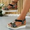 Ladmiple Wedge Sandals For Women Low Heel Women's Lace-Up Wedge Platform Espadrille Open Toe Heel Sandals, Cross Strap Wedge Sandals Summer Espadrilles Ankle Strap Buckle Platform Sandals view 4