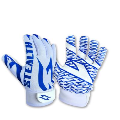 Stealth Football Receiver Gloves White - Battle College Lineman Football Receiver Gloves Be a Villain Not a Joker Adult Men Youth Boys Small to XXL Sizes