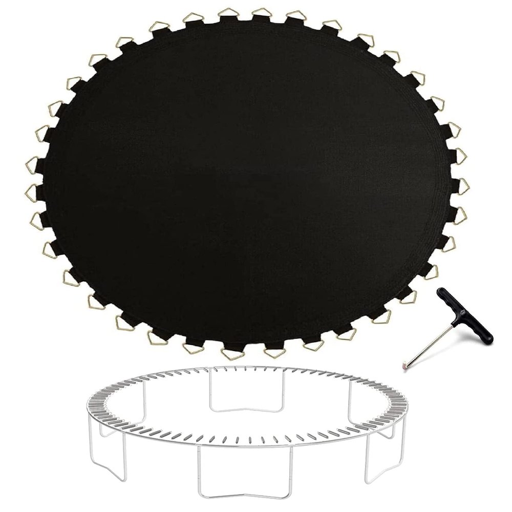 PRELGOSP Trampoline Replacement Mat, Round Trampoline Safety Pad with V-Rings, Water UV Resistant Trampoline Jumping Mat for 6/8/10/12/13/14/16 FT Trampoline Frame,12FT/80 Buckles