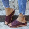Walking Sandals Women Wide Womens Sandals Flip Flops for Women with Arch Support Comfort Slip on Casual Bohemia Beach Rhinestone Sandal Ladies Travel Walking Flats Shoes view 3