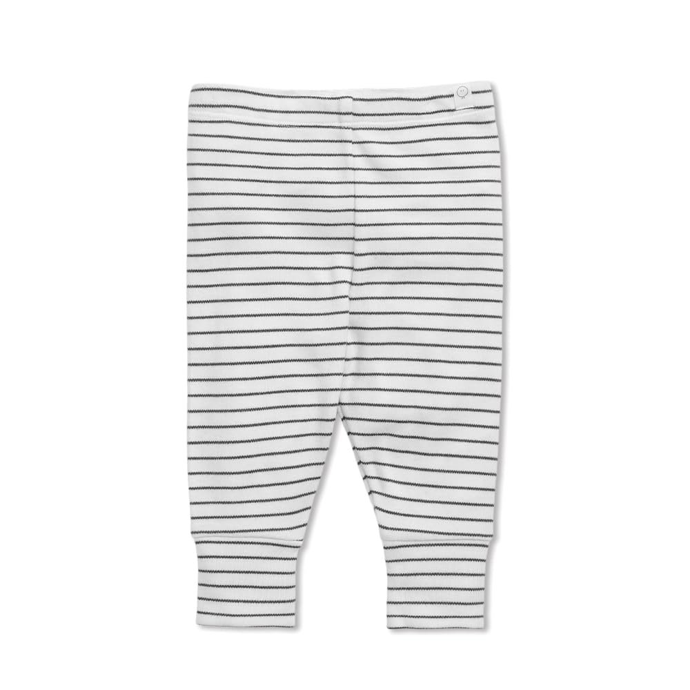 MORI Baby Luxurious Leggings in Grey Stripe with Elasticated Waist - Viscose from Bamboo - Breathable Everyday Bottoms - Newborn