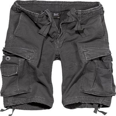 Brandit Individual Wear Men's Classic Durable Washed Cotton Lightweight Breathable Multi Pocket Casual Outdoor Cargo Shorts, Anthracite, Large