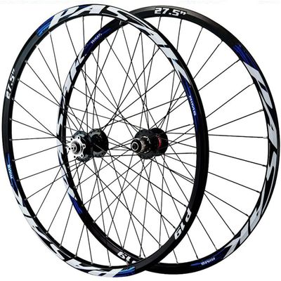 ZECHAO 26/27.5/29inch Mountain Wheelset,32 Holes Bike Wheel Disc Brake Double Wall Rim Quick Release 7 8 9 10 11 Speed Cassette Freewheel Wheelset (Color : Blue, Size : 26INCH)
