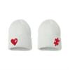 ALLNTRENDS Puzzle Heart Piece 2 Pcs Embroidered Beanie for Couples (White) view 1