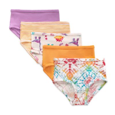 Burt's Bees Baby Girls' Underwear Set - Breathable Organic Cotton Panties, Solids, Stripes and Prints Designs, Pack of 5 Tag-Free Comfort Briefs with Sizes for Toddler Girls 2T to 8 Years Old