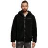 Brandit Individual Wear Men's Hooded Teddy Fleece Cold-Weather Outdoor Full Zip Jacket w/Chin Guard & Wind Protection Strip, Black, Medium view 2