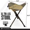 Black Sierra Folding Hunting Stool w/Shoulder Strap Supports 225 lbs, Lightweight Collapsible Tripod Seat, Foldable Steel Frame Chair Perfect for Hunting Blind, Fishing, Hiking, Travel view 2