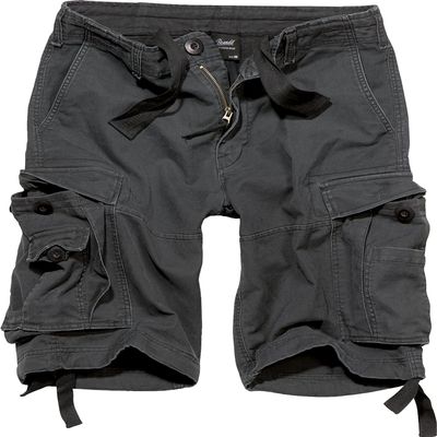 Brandit Individual Wear Men's Utility Cotton Vintage-Style Lightweight Breathable Multi Pocket Casual Outdoor Cargo Shorts, Black, Large