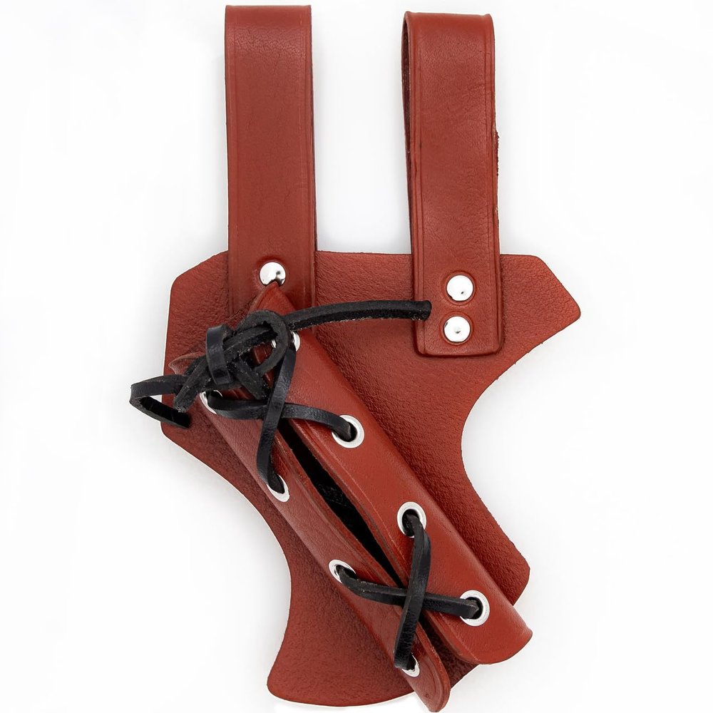 Armory Replicas - Medeival Renaissance Longsword & Shortsword Frog Holster - Genuine Bovine Leather - Right Handed - Maroon w/Black Leather Cord