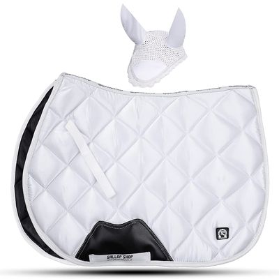Gallop Shop Glow Satin All Purpose Saddle Pad/Horse Numnah Cloth/Saddle Pad (White, Cob/Pony)