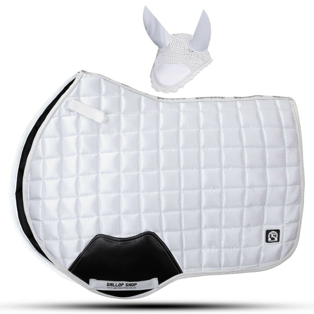 Gallop Shop Glow Satin Jumping Pro Numnah Cloth/Horse Saddle Pad (White, Full)