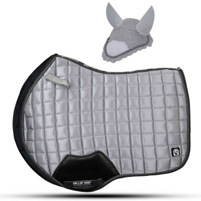 Gallop Shop Glow Satin Jumping Pro Numnah Cloth/Horse Saddle Pad (Grey, Cob/Pony)
