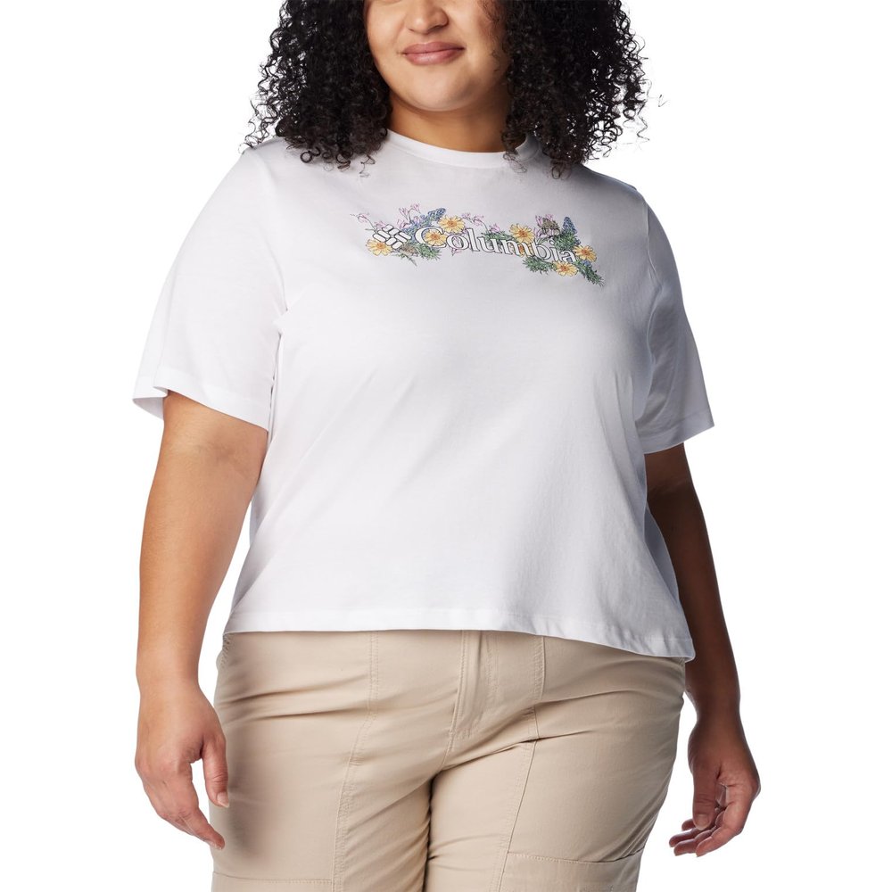 Columbia Women's North Cascades Relaxed Tee, White/Branded Bouquet, XX-Large