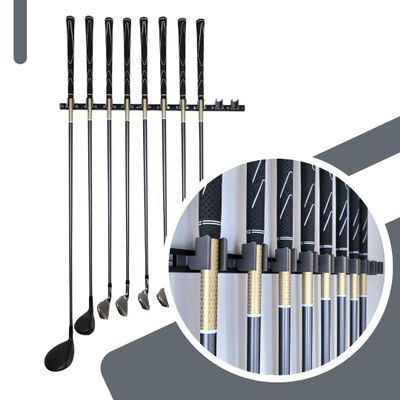 11 Golf Club holders on 24" rack, Wall display, Wall hanger, rack, mount, organizer (Club head up)
