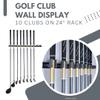 11 Golf Club holders on 24" rack, Wall display, Wall hanger, rack, mount, organizer (Club head up) view 2