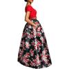 B Darlin Womens Black Sequined Lace Cropped Top Zippered Lined Floral Short Sleeve Off Shoulder Full-Length Party Gown Dress 1 view 2