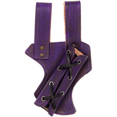 Armory Replicas - Medeival Renaissance Longsword & Shortsword Frog Holster - Genuine Bovine Leather - Left Handed - Violet Purple w/Black Leather Cord