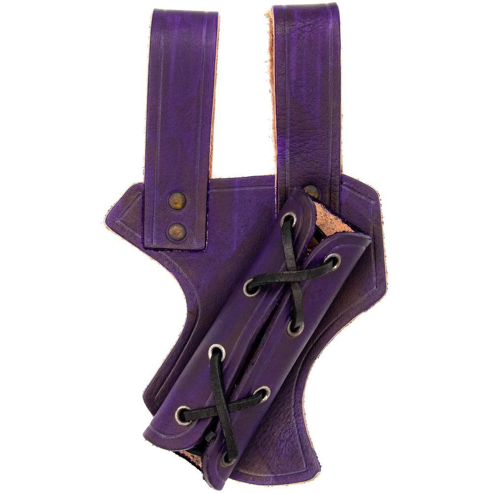 Armory Replicas - Medeival Renaissance Longsword & Shortsword Frog Holster - Genuine Bovine Leather - Left Handed - Violet Purple w/Black Leather Cord
