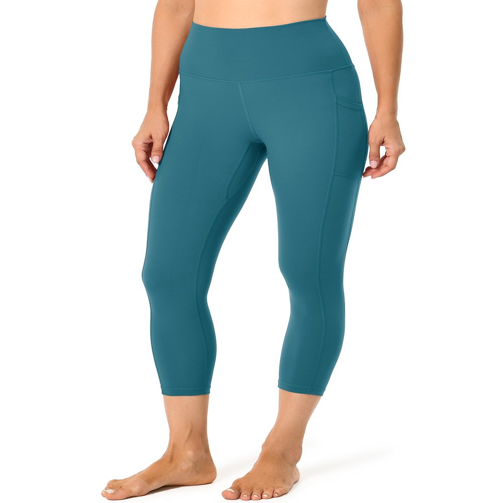 Colorfulkoala Women's High Waisted Yoga Capris 21" Inseam Leggings with Pockets(M, Dark Teal)