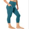 Colorfulkoala Women's High Waisted Yoga Capris 21" Inseam Leggings with Pockets(M, Dark Teal) view 3
