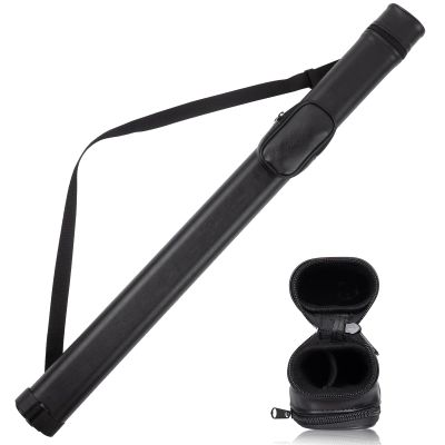Sinsilvie Billiard Cue Cases,Hard Pool Cue Case,Cue Stick Case 1 Stick 2 Holes,PU Cue Stick Case Bag(Black)