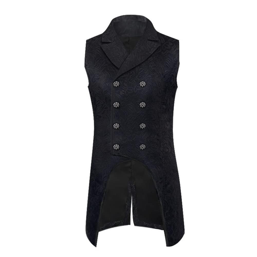 Betonsa Men's Victorian Vintage Suit Vest Gothic Steampunk Medieval Tailcoat Costume