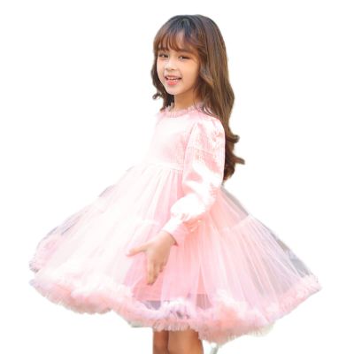 AITEXI Girls' Dress Spring Children's Dress Mesh Skirt Fashionable Girls' Princess Dress Spring and Autumn(Pink,140cm)