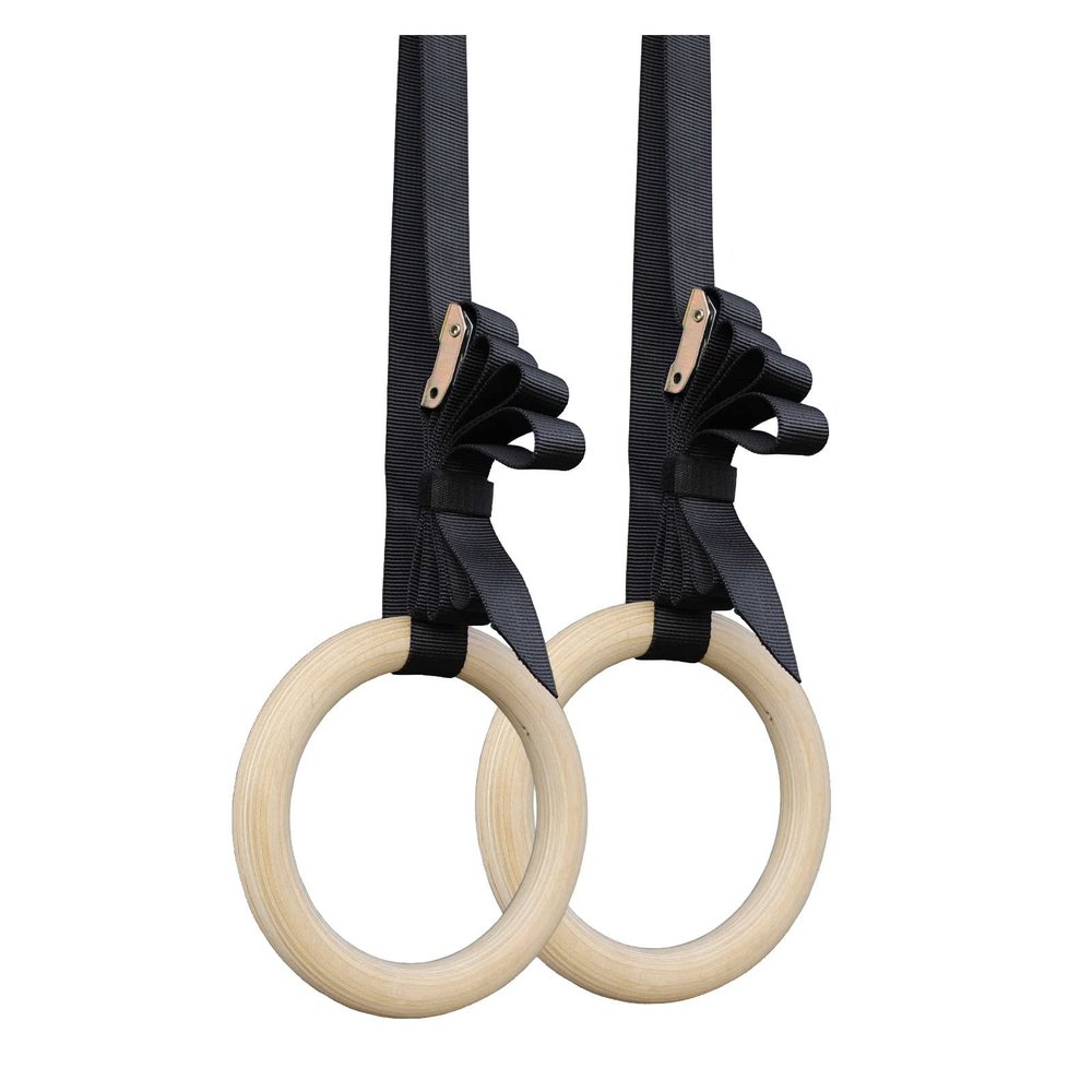 UPQRSG Wooden Gymnastic Rings, One Piece Molding Gym Rings, Stretch Spine Exercise Rings Training Rings with Adjustable Straps, for Home Gym Full Body Workout[28Mm Scaleless Ribbon]