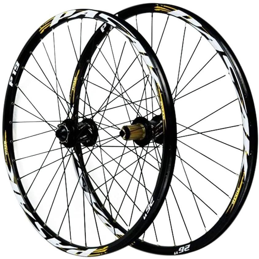 ZECHAO 26/27.5/29In Mountain Bike Wheel,Barrel Shaft Front Rear Wheelset Disc Brake 7-11 Speed Cassette Quick Release Double Wall Disc Rims Wheelset (Color : Yellow, Size : 29INCH)