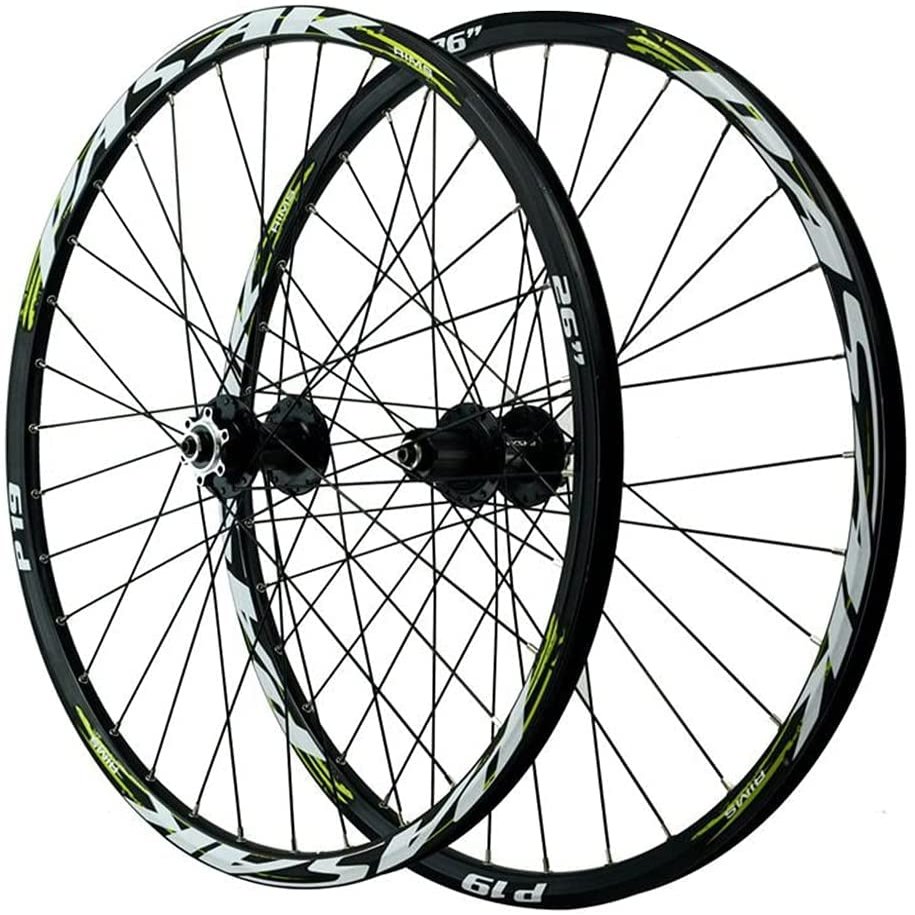 ZECHAO 26/27.5/29In Mountain Bike Wheelset,Quick Release Disc Brakes 32H Bike Wheel fit 7-12 Speed Cassette Mountain Wheelset Wheelset (Color : Green, Size : 29INCH)