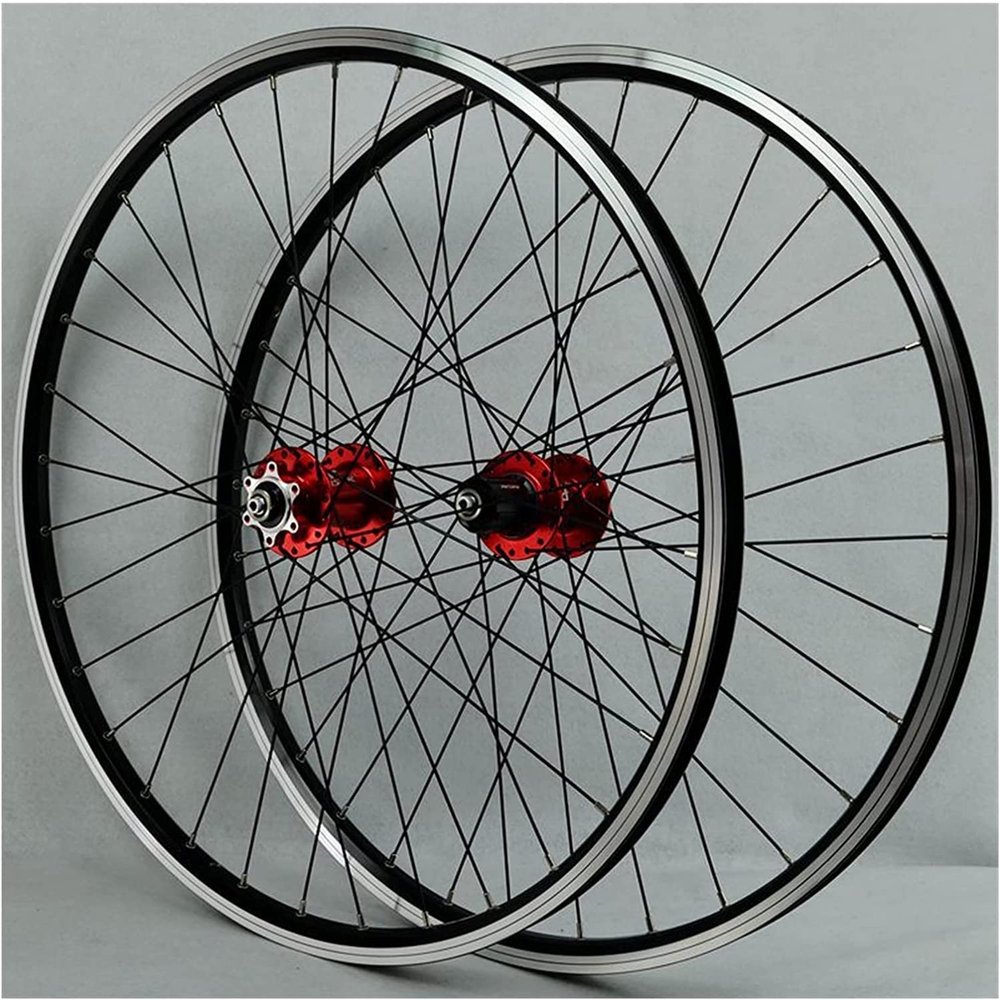 ZECHAO Mountain Bike Wheelset 26/27.5/29In,Double Walled Aluminum Alloy Mountain Rim Fast Release V/Disc Brake 32H 7-11 Speed Front Rear Wheels Wheelset (Color : Red, Size : 29INCH)
