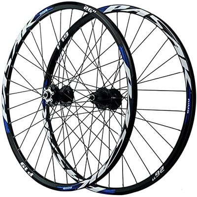 ZECHAO 26/27.5/29" Mountain Bike Wheelset,Disc Brake 7 8 9 10 11 12 Speed 32 Holes Double Walled Aluminum Alloy Quick Releas Bike Wheels Wheelset (Color : Blue, Size : 26INCH)