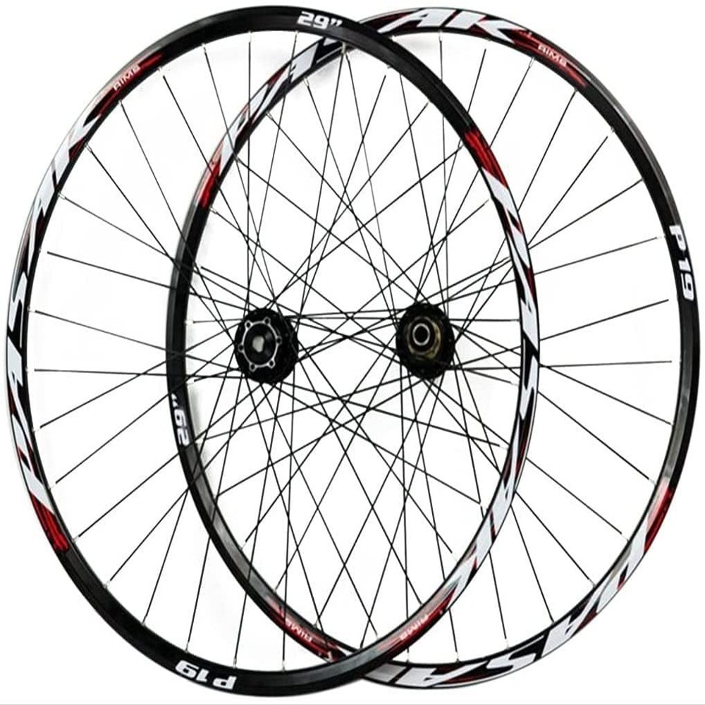 ZECHAO 26/27.5/29In Bike Wheelset,Barrel Shaft Hybrid Mountain Bike Wheels Double Wall Disc Brake Quick Release Rim 32H 7-11 Speed Wheelset (Color : Red, Size : 26INCH)