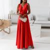 Women's Summer Casual Sleeveless High Waist Long Dress Boho Dress Evening Dress Half Half Dress (Red, S) view 2