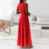 Women's Summer Casual Sleeveless High Waist Long Dress Boho Dress Evening Dress Half Half Dress (Red, S) view 3