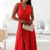 Women's Summer Casual Sleeveless High Waist Long Dress Boho Dress Evening Dress Half Half Dress (Red, S) view 4