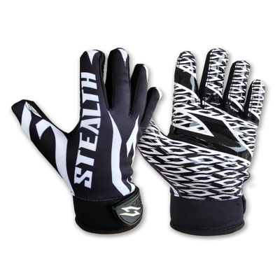 Black Stealth Football Receiver Gloves - Grip Silicone Grip Adult Men Youth Boys Sticky Flag Wide Boost Your Game Pro Durable Battle