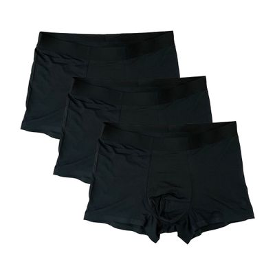 Maiyifu-GJ Men's Modal Traceless Underwear Soft Solid Colour Boxer Briefs Breathable Comfy Trunks (Black 3PC,X-Large)